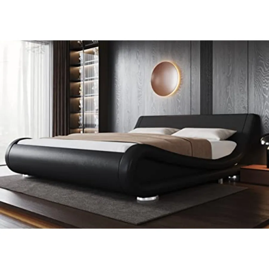 Queen Size Bed Frame with Ergonomic and Adjustable Headboard Low Profile Modern Upholstered Platform Sleigh Design - Easy Assem
Queen Size Bed Frame with Ergonomic and Adjustable Headboard Low Profile Modern Upholstered Platform Sleigh Design - Easy Assem
