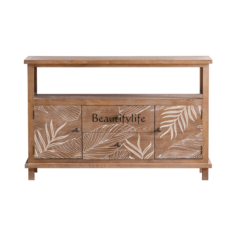 American solid wood carving flower edge porch bedroom storage method retro chest
American solid wood carving flower edge porch bedroom storage method retro chest