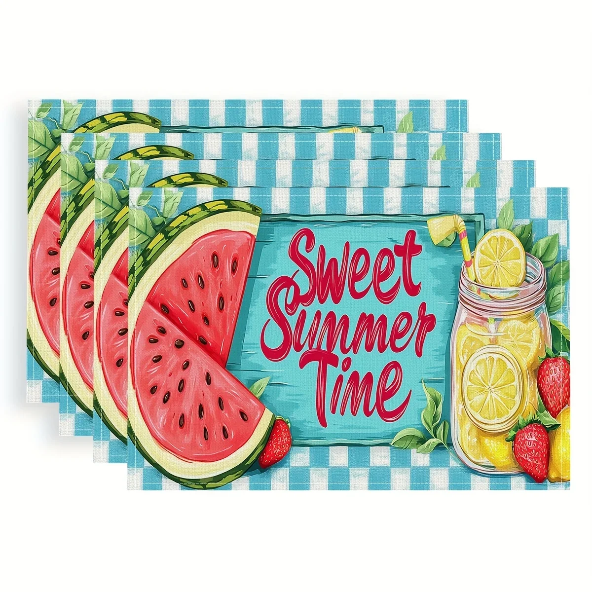 4PC Placemats Sweet Summer Cool Time Pattern, Polyester Fabric, Digital Printing, Placemat
4PC Placemats Sweet Summer Cool Time Pattern, Polyester Fabric, Digital Printing, Placemat