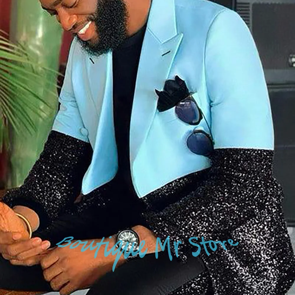Luxury Men’s Blue & Black Sequin Suit Two Piece (Jacket+Pants) Set for Party Streetwear Fashion Casual Formal Outfit
Luxury Men’s Blue & Black Sequin Suit Two Piece (Jacket+Pants) Set for Party Streetwear Fashion Casual Formal Outfit