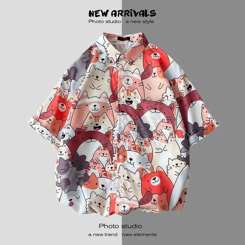 Fashion Men's Short Sleeve Shirt Cartoon Cat 3d Print Hawaiian Shirts For Men Street Clothing Loose Oversized Shirt Men Clothing
Fashion Men's Short Sleeve Shirt Cartoon Cat 3d Print Hawaiian Shirts For Men Street Clothing Loose Oversized Shirt Men Clothing