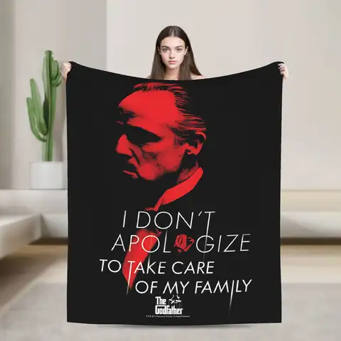 The Godfather Vito Corleone Take Care Of My Family Quote  Fleece Throw Blanket  Blankets for Sofa Couch Bedding Throws,
