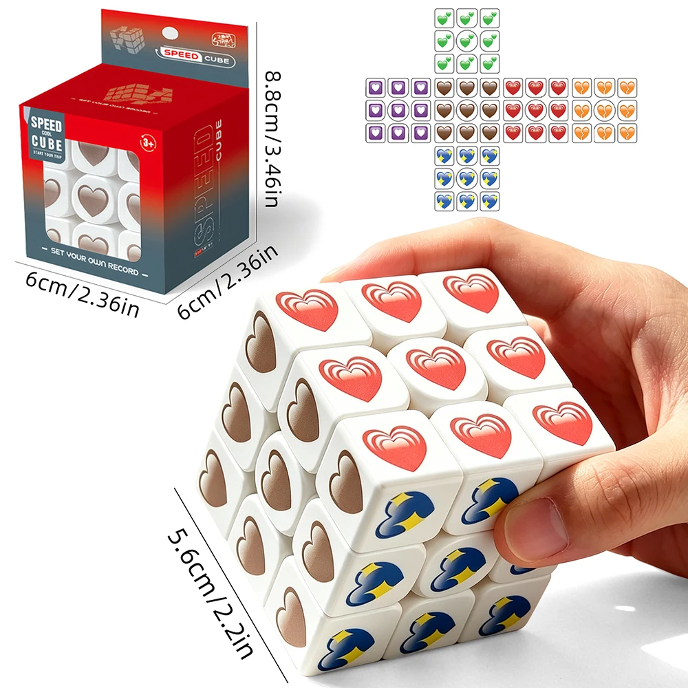 Love Heart 3x3 Cube,UV Printed Love Heart Puzzle Cube, suitable for beginners, 3x3x3 puzzle Cube, party activity gift
Love Heart 3x3 Cube,UV Printed Love Heart Puzzle Cube, suitable for beginners, 3x3x3 puzzle Cube, party activity gift