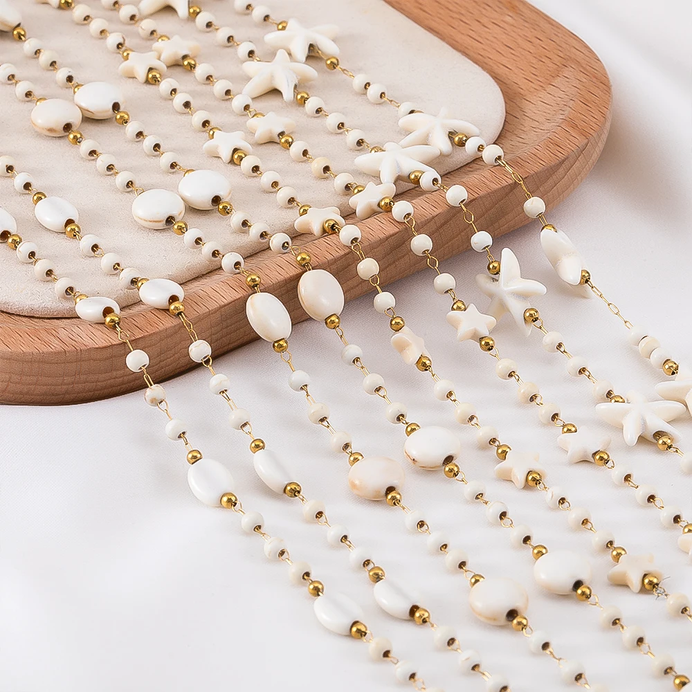 0.5/1M/lot White Turquoise Stainless Steel Starfish Round Stone Interval Chain For DIY Ocean Series Necklace Bracelet Accessory
0.5/1M/lot White Turquoise Stainless Steel Starfish Round Stone Interval Chain For DIY Ocean Series Necklace Bracelet Accessory