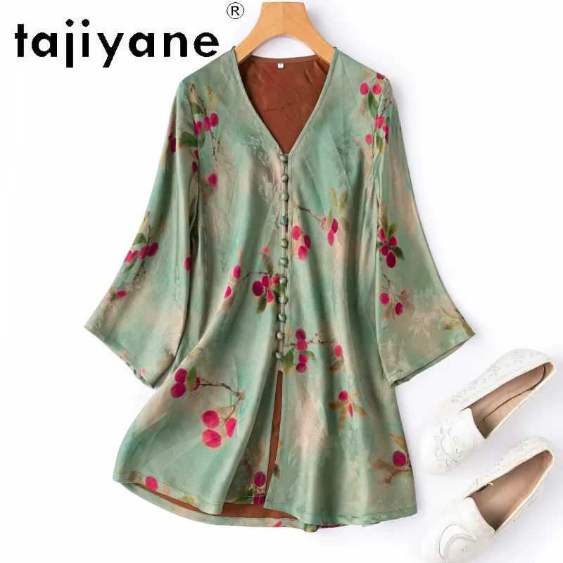 TAJIYANE 24MM 100% Mulberry Silk Shirt Woman Xiangyun Sha Jacquard Satin Blouse V-NeckCasual Summer Tops Women Clothes 2026 셔츠
TAJIYANE 24MM 100% Mulberry Silk Shirt Woman Xiangyun Sha Jacquard Satin Blouse V-NeckCasual Summer Tops Women Clothes 2026 셔츠