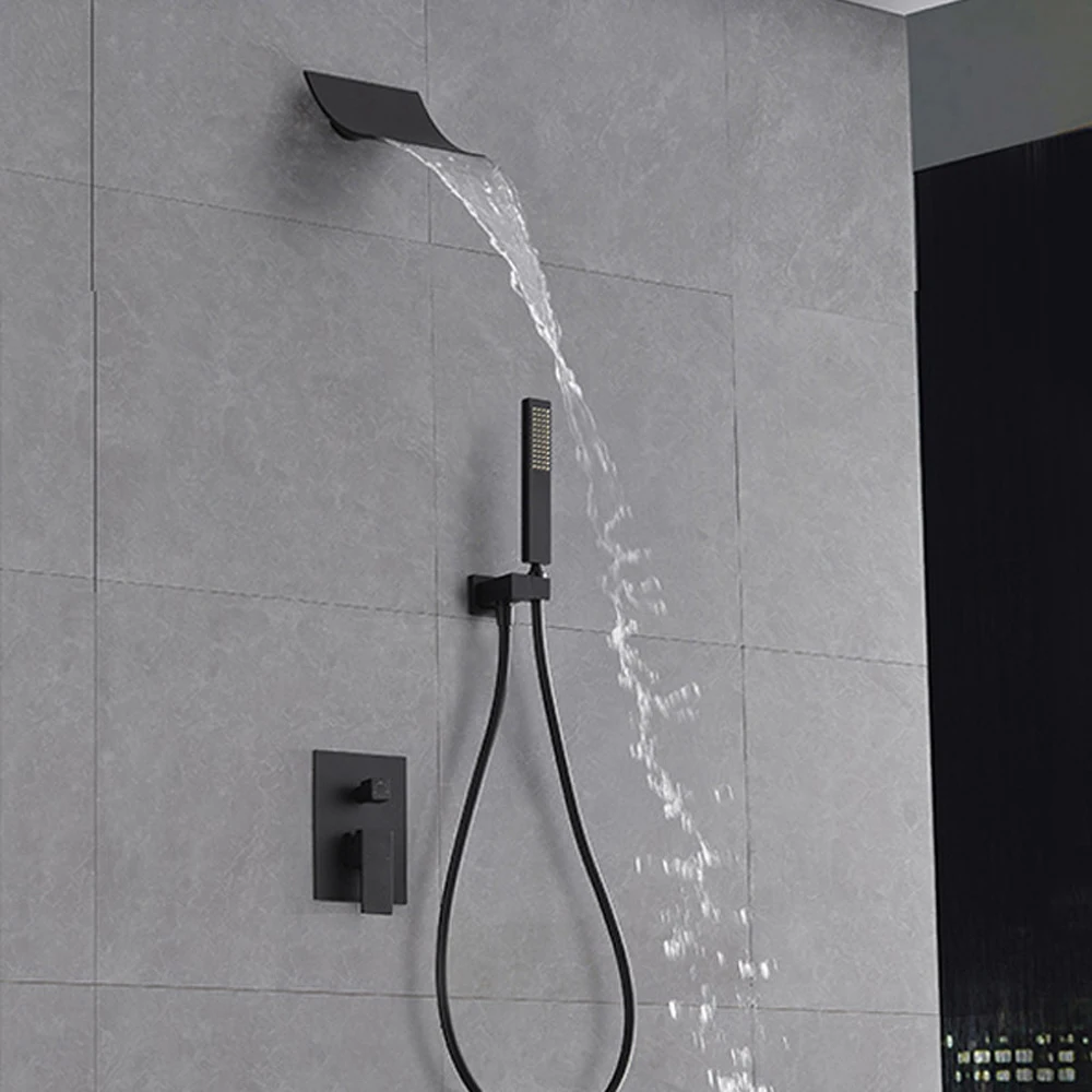 All Metal Shower Faucet Set Waterfall bathroom bathtub sink faucet wall-mounted faucet with Shower, Matte Black
All Metal Shower Faucet Set Waterfall bathroom bathtub sink faucet wall-mounted faucet with Shower, Matte Black
