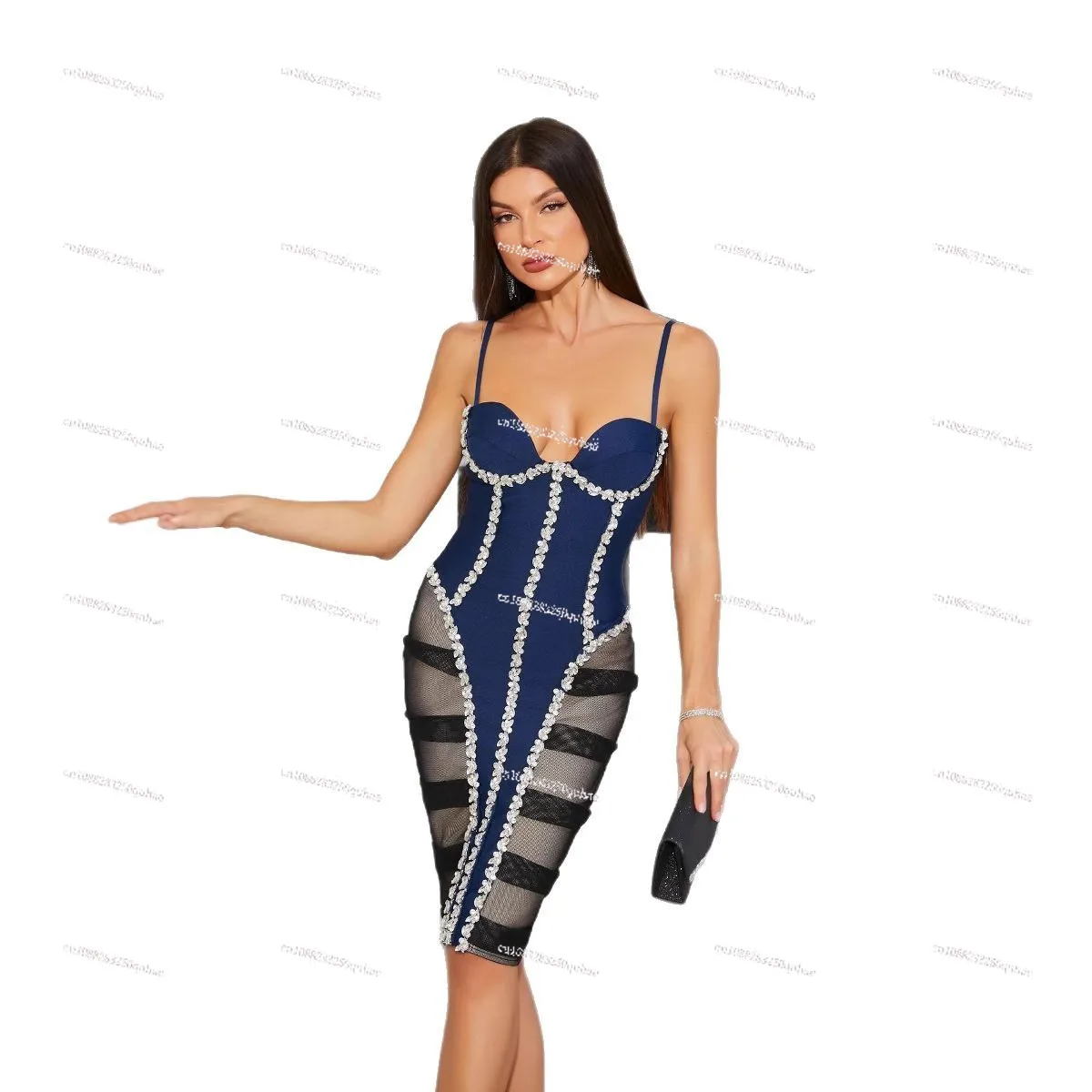 Ice silk suspender nightclub flash diamond dress women's spring new mesh splicing
Ice silk suspender nightclub flash diamond dress women's spring new mesh splicing