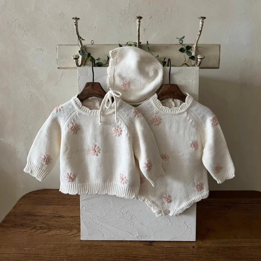 Baby Autumn and Winter Sweater Girls Fresh Daisy Hook Flower Long Sleeved Knitted Jumpsuit Girls Baby Sweater Rompers
Baby Autumn and Winter Sweater Girls Fresh Daisy Hook Flower Long Sleeved Knitted Jumpsuit Girls Baby Sweater Rompers