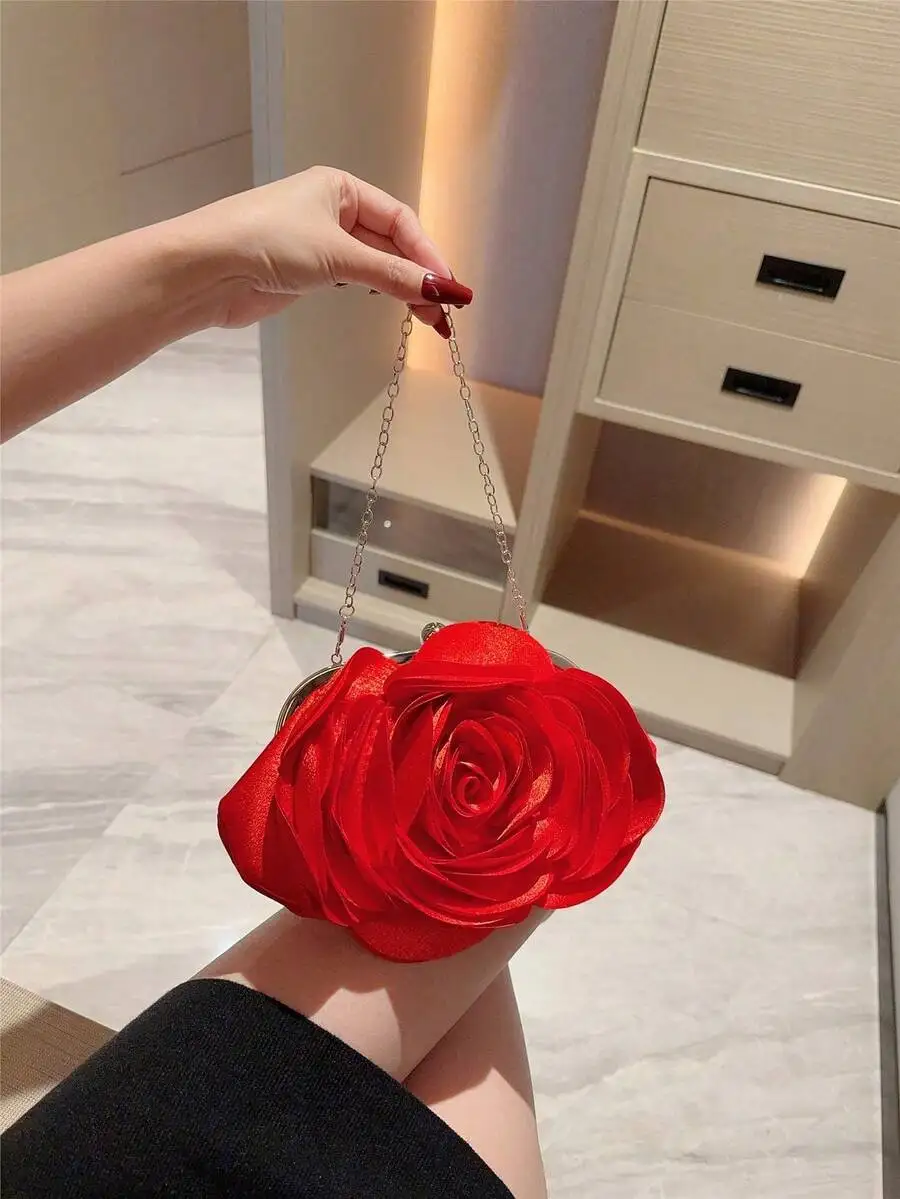 Vibrant Red Silk Rose Evening Clutch With Chain Strap For Wedding Party Prom Banquet Formal Occasions
Vibrant Red Silk Rose Evening Clutch With Chain Strap For Wedding Party Prom Banquet Formal Occasions