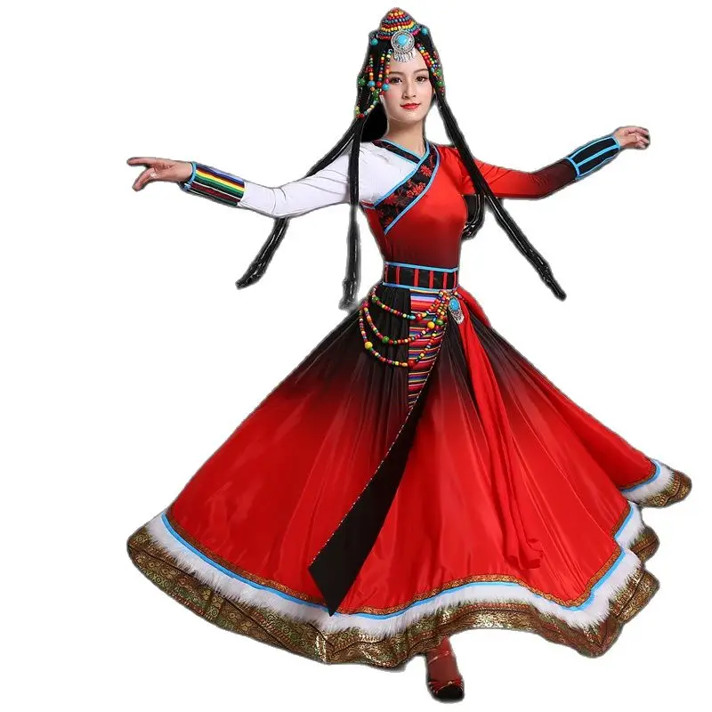 Dance Costumes Long Sleeves Tibet Nationality Stage Wear Vintage Festival Party Apparel Tibetan Women Ethnic Clothing
Dance Costumes Long Sleeves Tibet Nationality Stage Wear Vintage Festival Party Apparel Tibetan Women Ethnic Clothing