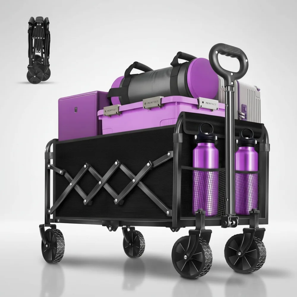 Foldable Wagon Cart 360LBS Capacity Collapsible Utility Cart with Wheels & Drink Holders for Outdoor Camping Beach Shopping
Foldable Wagon Cart 360LBS Capacity Collapsible Utility Cart with Wheels & Drink Holders for Outdoor Camping Beach Shopping