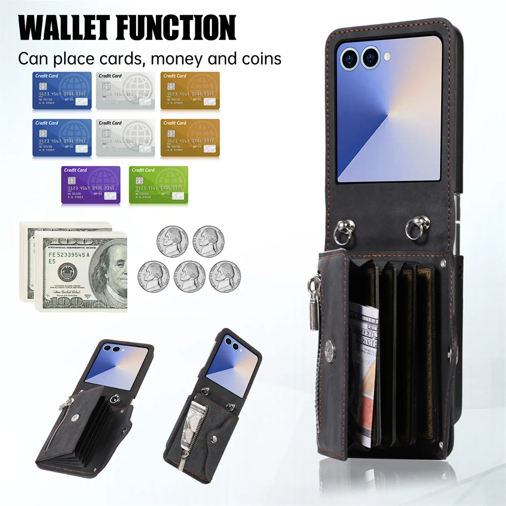 Zipper Wallet Cards Solt Crossbody Phone Case for Samsung Galaxy Z Flip 7 6 5 4 3 Flip7 FE Flip6 Flip5 Protective Leather Cover
Zipper Wallet Cards Solt Crossbody Phone Case for Samsung Galaxy Z Flip 7 6 5 4 3 Flip7 FE Flip6 Flip5 Protective Leather Cover