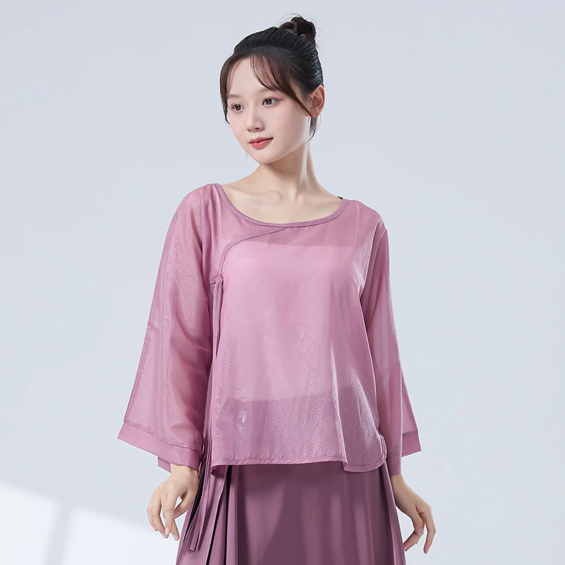 Классическая танцевальная блузка для женщин, с круглым вырезом, в китайском традиционном стиле, для выступлений, в стиле ханьфу, свободная, элегантная
Классическая танцевальная блузка для женщин, с круглым вырезом, в китайском традиционном стиле, для выступлений, в стиле ханьфу, свободная, элегантная