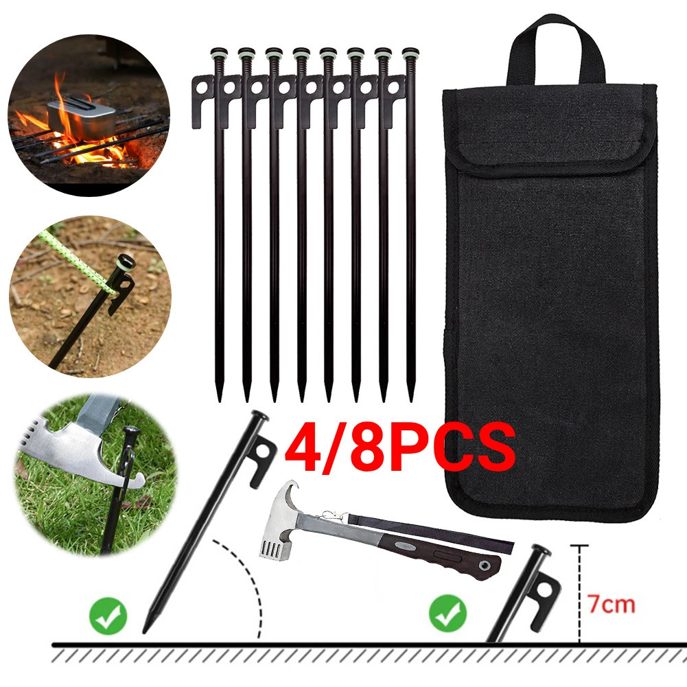 4/8pc Tent Spikes Heavy Duty Ground Anchors with Storage Bag Forged Steel Tent Pegs 30cm Camping Beach Tent Pegs for Outdoor
4/8pc Tent Spikes Heavy Duty Ground Anchors with Storage Bag Forged Steel Tent Pegs 30cm Camping Beach Tent Pegs for Outdoor