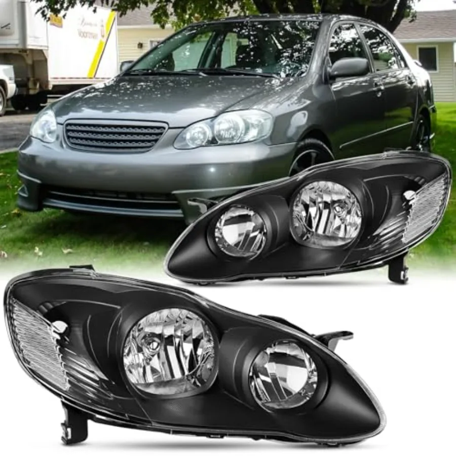 Pair Headlight Assembly Set for 2003-2008 Corolla CE LE S Replacement Headlamps Matte Black Housing Clear Reflector and Lens D
Pair Headlight Assembly Set for 2003-2008 Corolla CE LE S Replacement Headlamps Matte Black Housing Clear Reflector and Lens D