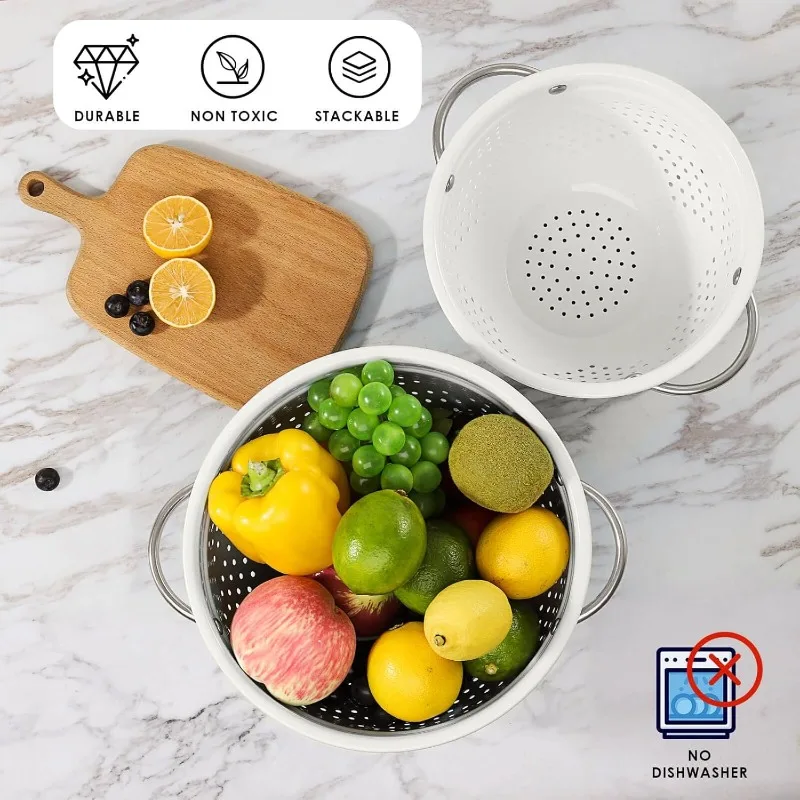 Powder Coated Steel Colanders: 1.5 Quart 3 Quart & 5 Quart Set of 3 - White
Powder Coated Steel Colanders: 1.5 Quart 3 Quart & 5 Quart Set of 3 - White