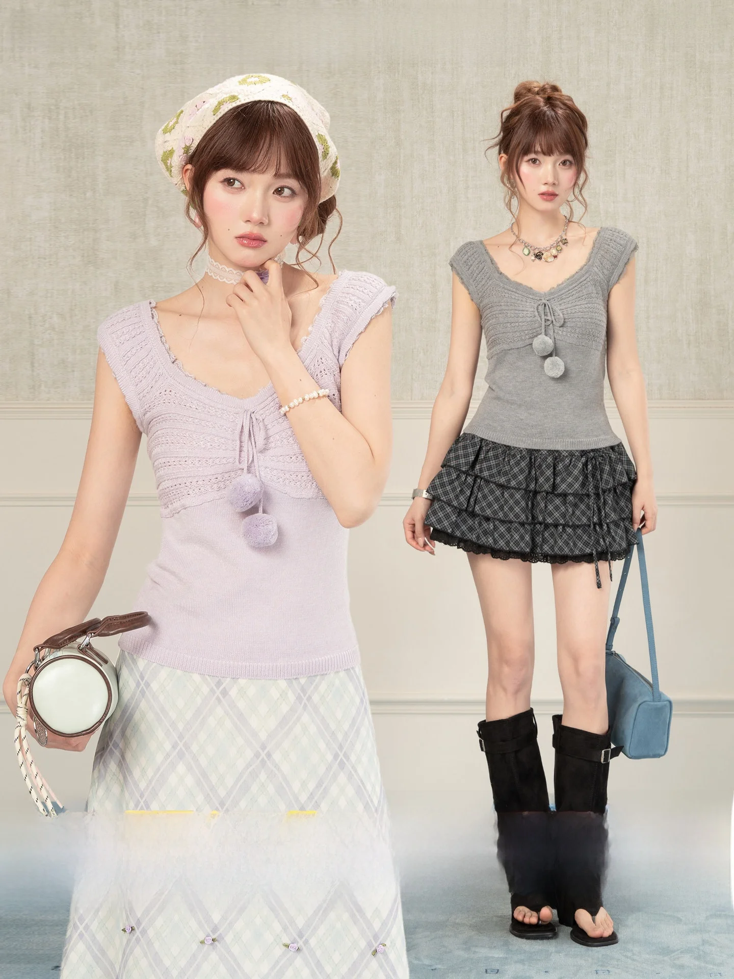 Heynew Purple Knitted Sweater Women's Short Sleeve V-Neck Summer New Style Outerwear Sweet Top Ball Design Casual Fit
Heynew Purple Knitted Sweater Women's Short Sleeve V-Neck Summer New Style Outerwear Sweet Top Ball Design Casual Fit