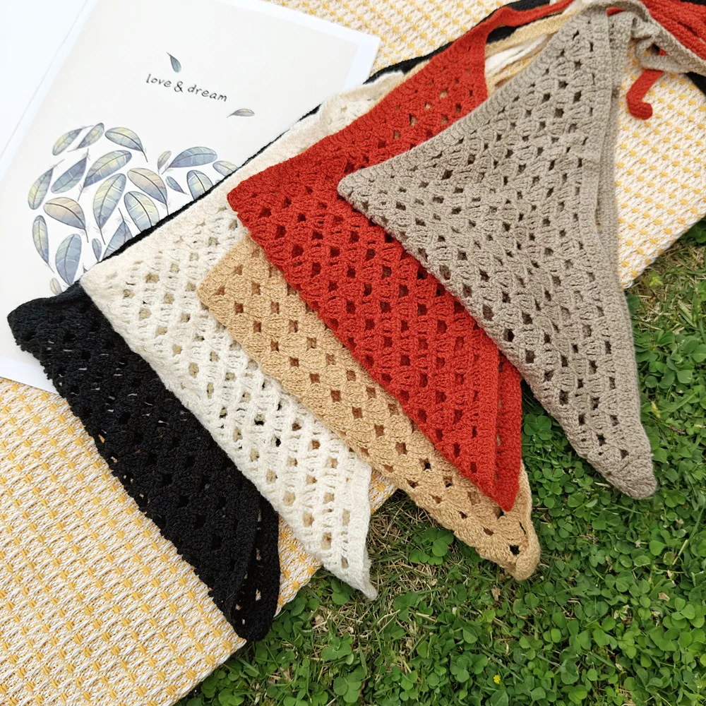 Summer Knitted Crochet Head Scarf Hollow Crochet Bandanas Vintage Triangular Scarf Headbands Hair Accessories for Girls Women
Summer Knitted Crochet Head Scarf Hollow Crochet Bandanas Vintage Triangular Scarf Headbands Hair Accessories for Girls Women