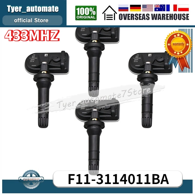 4PCS TPMS Sensor F11-3114011BA 433MHz Tire Pressure Monitor Sensor For Jetour Traveller X70 PRO X90 PLUS X95 Shanhai T2 Dashing
4PCS TPMS Sensor F11-3114011BA 433MHz Tire Pressure Monitor Sensor For Jetour Traveller X70 PRO X90 PLUS X95 Shanhai T2 Dashing