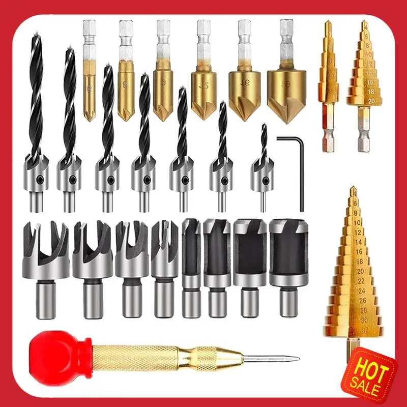 A08I 26-Pack Woodworking Chamfer Drilling Tools Drill Bits Set Wood Plug Cutter Three Pointed Countersink Drill Bits
A08I 26-Pack Woodworking Chamfer Drilling Tools Drill Bits Set Wood Plug Cutter Three Pointed Countersink Drill Bits