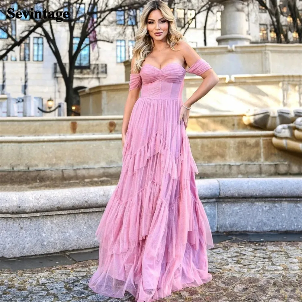 Sevintage Hot Pink A Line Formal Prom Dresses Off The Shoulder Tiered Women Wedding Party Dress Maxi Special Evening Gowns
Sevintage Hot Pink A Line Formal Prom Dresses Off The Shoulder Tiered Women Wedding Party Dress Maxi Special Evening Gowns