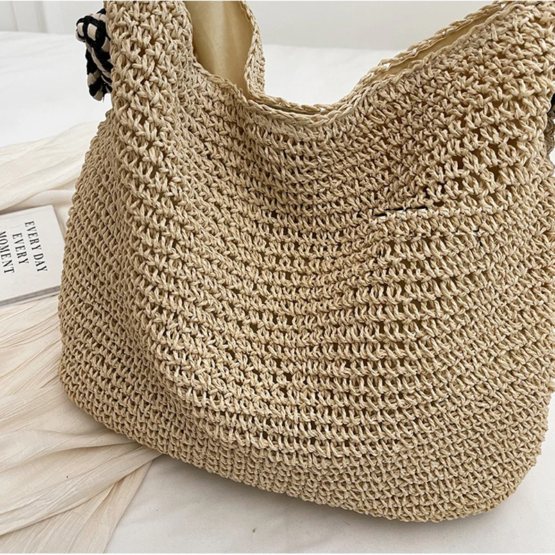 Casual Paper Straw Tote Bag Designer Large Capacity Women Handbags Handmade Woven Summer Beach Bag Commuter Shopping Purses
Casual Paper Straw Tote Bag Designer Large Capacity Women Handbags Handmade Woven Summer Beach Bag Commuter Shopping Purses