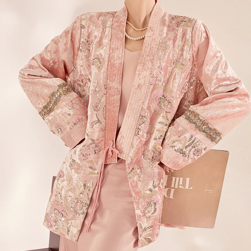 Chinese Style Cardigan Gown Women Costume Japanese Kimono Yukata Haori Coat Outwear Luxury Beads Sequined Embroidery Jacket
Chinese Style Cardigan Gown Women Costume Japanese Kimono Yukata Haori Coat Outwear Luxury Beads Sequined Embroidery Jacket