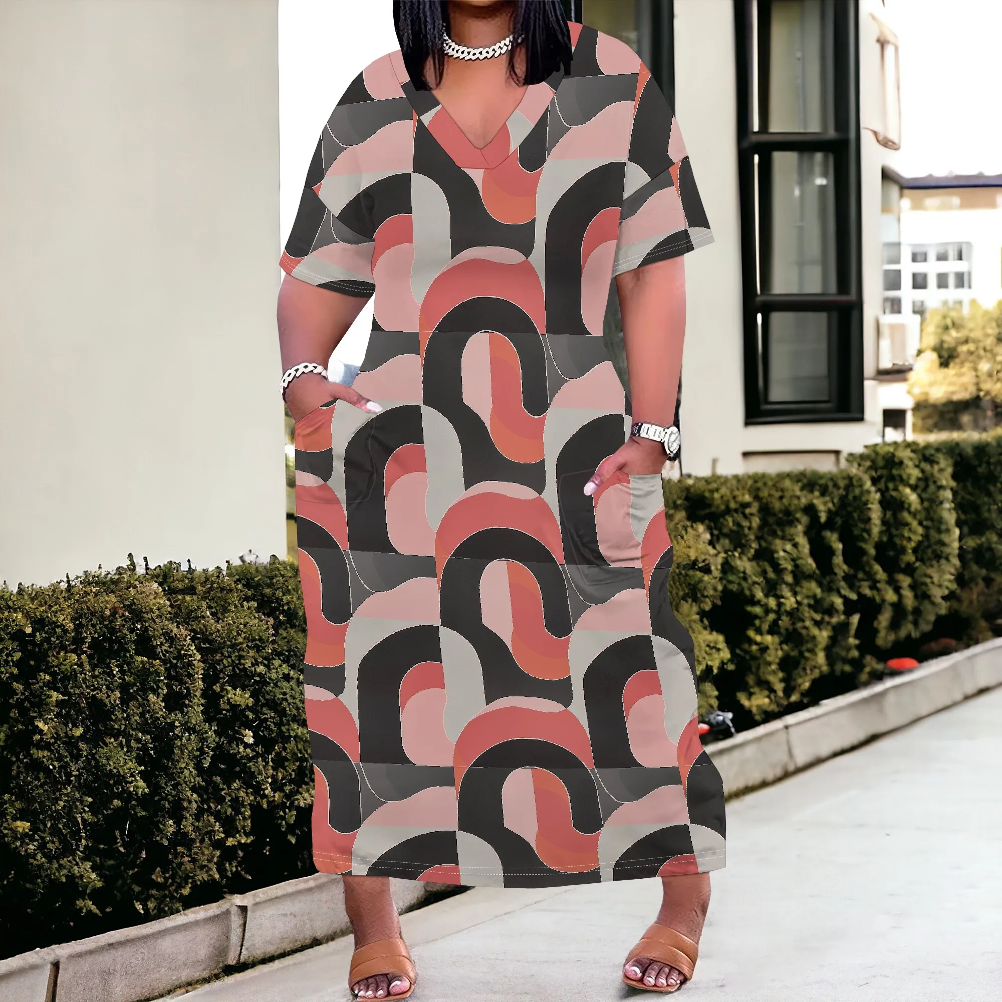 Plus Size Women's Abstract Curved Print V-Neck Maxi Dress 2025 Summer Casual Beach Party Dress XL-6XL
Plus Size Women's Abstract Curved Print V-Neck Maxi Dress 2025 Summer Casual Beach Party Dress XL-6XL