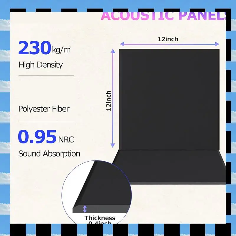 ABME 18 Pack Self-Adhesive Acoustic Panels, 12X12x0.4Inch Sound Proof Foam Wall Panels,For Home Studio Office,Black Easy To Use
ABME 18 Pack Self-Adhesive Acoustic Panels, 12X12x0.4Inch Sound Proof Foam Wall Panels,For Home Studio Office,Black Easy To Use