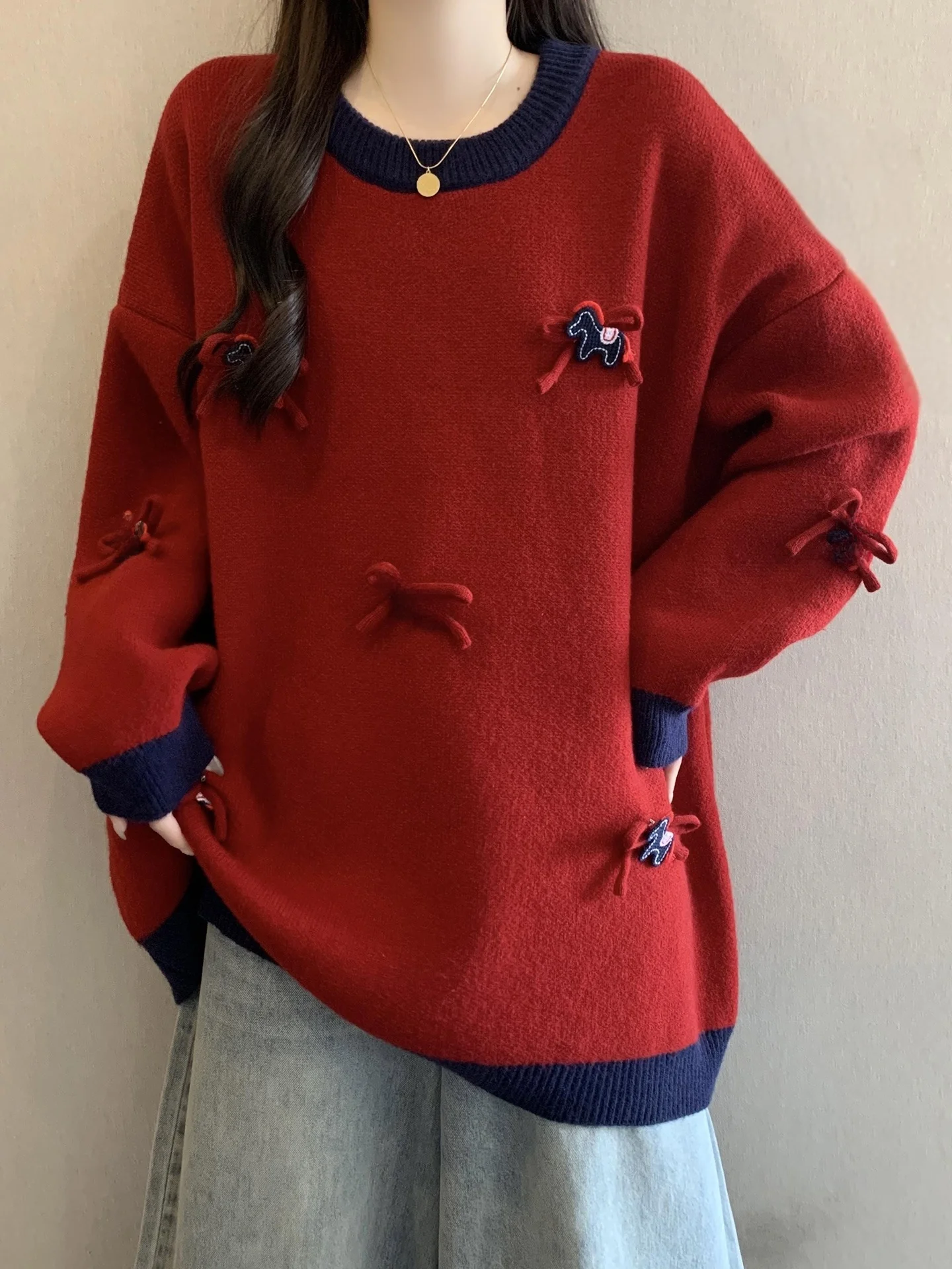 Красный свитер Luy Year для женщин: осенне-зимний свободный длинный вязаный топ с круглым вырезом для молодых девушек
Красный свитер Luy Year для женщин: осенне-зимний свободный длинный вязаный топ с круглым вырезом для молодых девушек