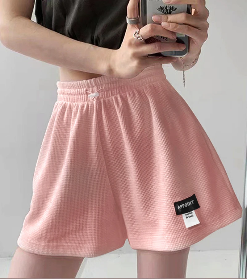 Women Casual Waffle Shorts Elastic High Waist Drawstring Pocket Loose Sports Short Pants
Women Casual Waffle Shorts Elastic High Waist Drawstring Pocket Loose Sports Short Pants