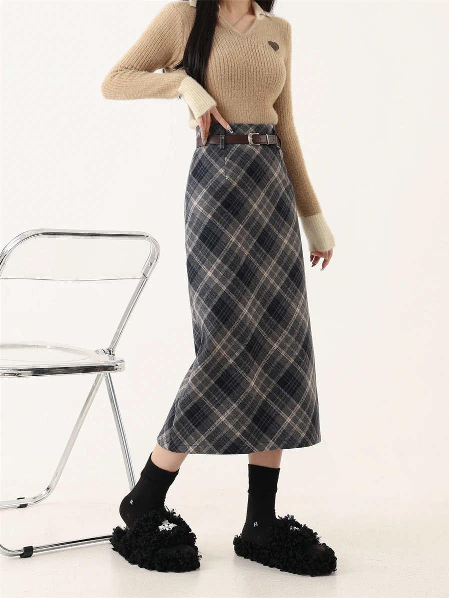 Thiened Woolen Plaid f-length Skirt Women's plus Size Spring Autumn Match Sweater High Waist Slimming Slit Straight Tube...
Thiened Woolen Plaid f-length Skirt Women's plus Size Spring Autumn Match Sweater High Waist Slimming Slit Straight Tube...