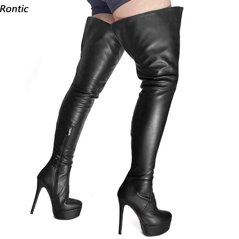 Rontic 2022 Women Winter Long Boots Platform Faux Leather Side Zipper Stiletto Heels Round Toe Black Purple Shoes US Size 5-20
Rontic 2022 Women Winter Long Boots Platform Faux Leather Side Zipper Stiletto Heels Round Toe Black Purple Shoes US Size 5-20
