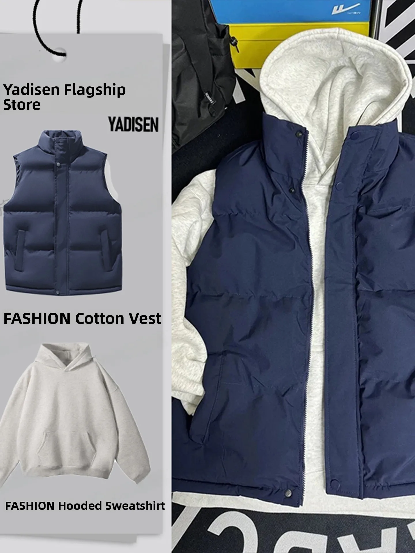 Синий американский пуховый жилет для мужчин, осенне-зимний, для многослойной носки, с подплечниками, в комплекте с худи
Синий американский пуховый жилет для мужчин, осенне-зимний, для многослойной носки, с подплечниками, в комплекте с худи