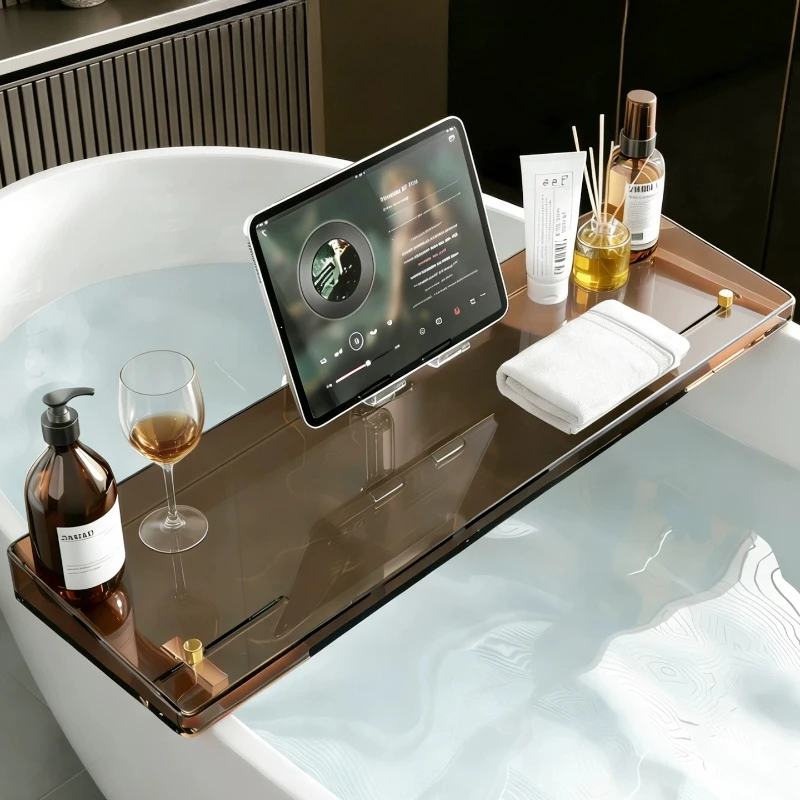 Multi-function Acrylic Brown Color Bathtub Storage Rack Bathroom Bath Tray Hotel Advanced Sense Bathroom Storage Shelf Organizer
Multi-function Acrylic Brown Color Bathtub Storage Rack Bathroom Bath Tray Hotel Advanced Sense Bathroom Storage Shelf Organizer