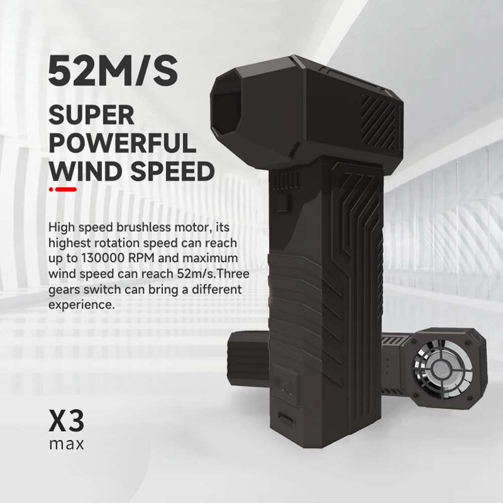 Handheld X3 Max Jet Fan 130,000RPM Wind Speed 52m/s Brushless Motor Ducted Turbofan Duct Fan Dust Blower Cleaning Tool for Car
Handheld X3 Max Jet Fan 130,000RPM Wind Speed 52m/s Brushless Motor Ducted Turbofan Duct Fan Dust Blower Cleaning Tool for Car