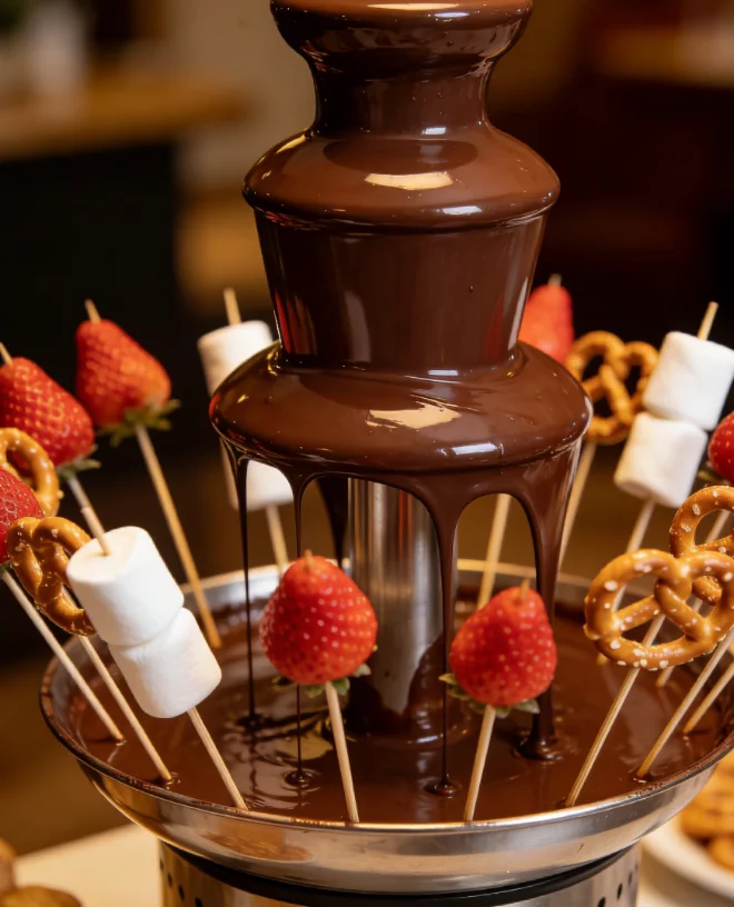 Commercial Grade Chocolate Fountain Machine 4/5/6/7 Layers Chocolate Cheese Fondue Waterfall for Wedding Catering Events
Commercial Grade Chocolate Fountain Machine 4/5/6/7 Layers Chocolate Cheese Fondue Waterfall for Wedding Catering Events