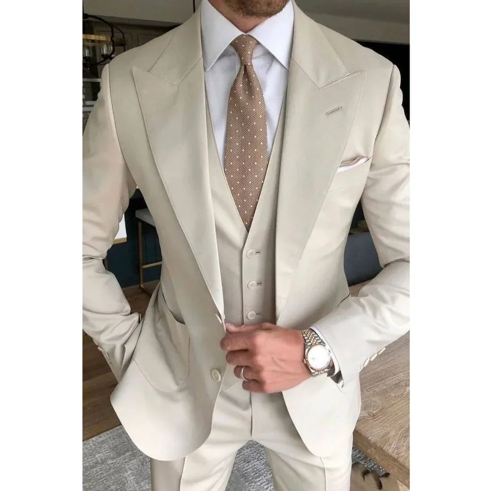 Elegant Beige Peak Lapel Men Suits Fashion Single Breasted Party Wedding Tuxedo Slim Chic Business Daily Office Suit 3 Piece
Elegant Beige Peak Lapel Men Suits Fashion Single Breasted Party Wedding Tuxedo Slim Chic Business Daily Office Suit 3 Piece