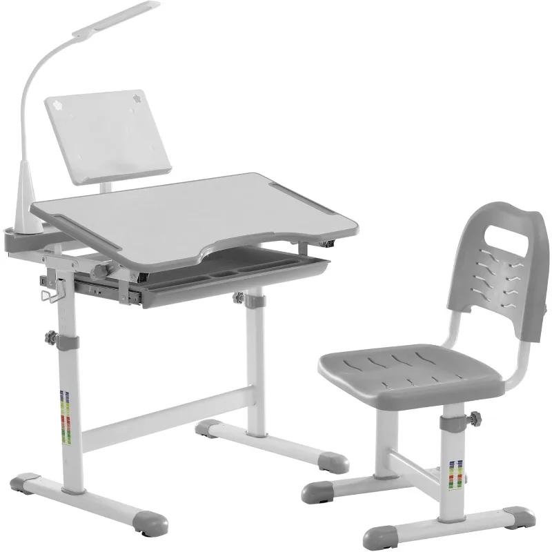 Functional Desk and Chair Set, Ergonomic Height Adjustable Children School Study Desk with Tilt Desktop, Book Stand, LED Light
Functional Desk and Chair Set, Ergonomic Height Adjustable Children School Study Desk with Tilt Desktop, Book Stand, LED Light