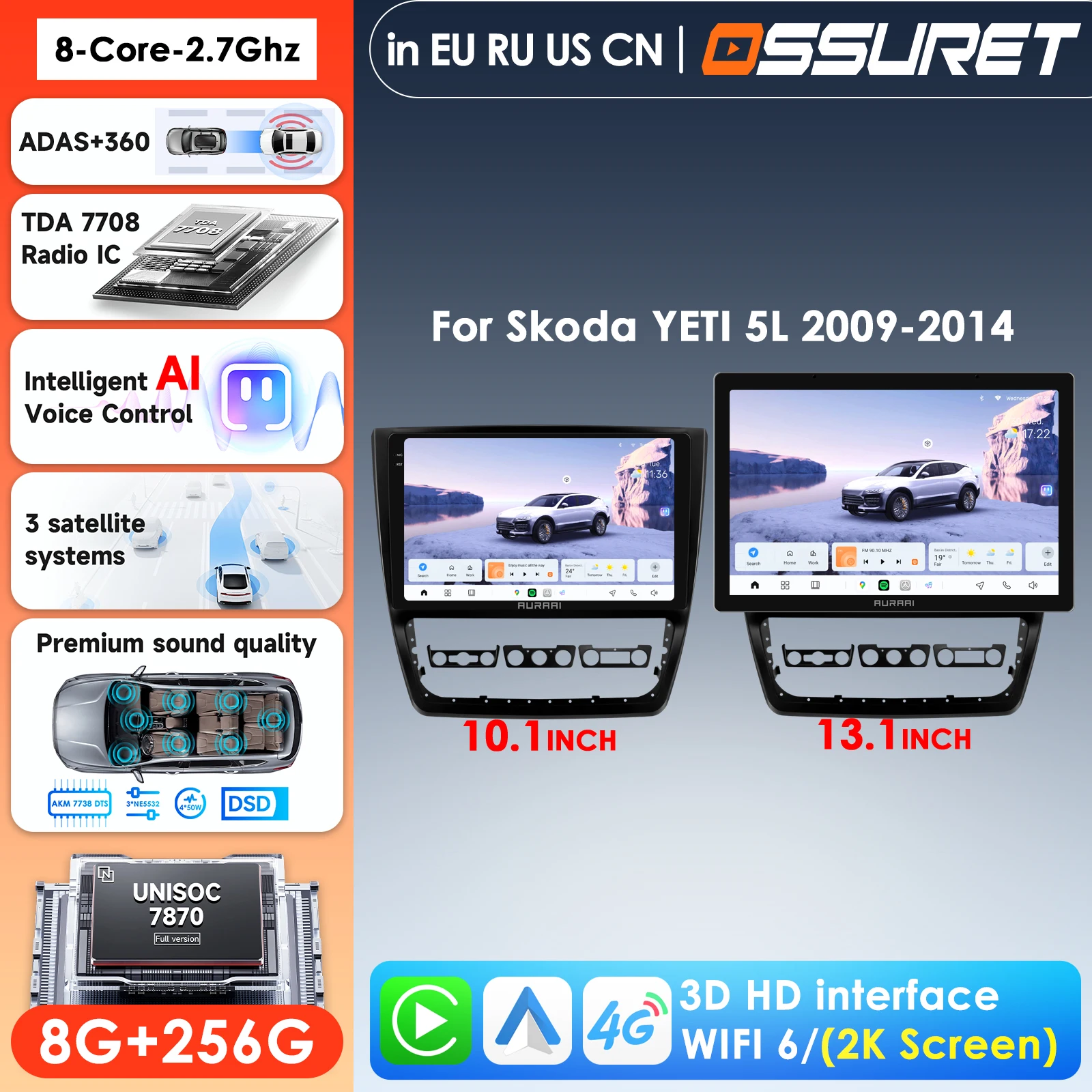 13.1 inch 2K Screen Carplay 4G 2 Din Android Car Radio for Skoda Yeti 5L 2009 - 2014 Player GPS Stereo Intelligent Systems ADAS
13.1 inch 2K Screen Carplay 4G 2 Din Android Car Radio for Skoda Yeti 5L 2009 - 2014 Player GPS Stereo Intelligent Systems ADAS