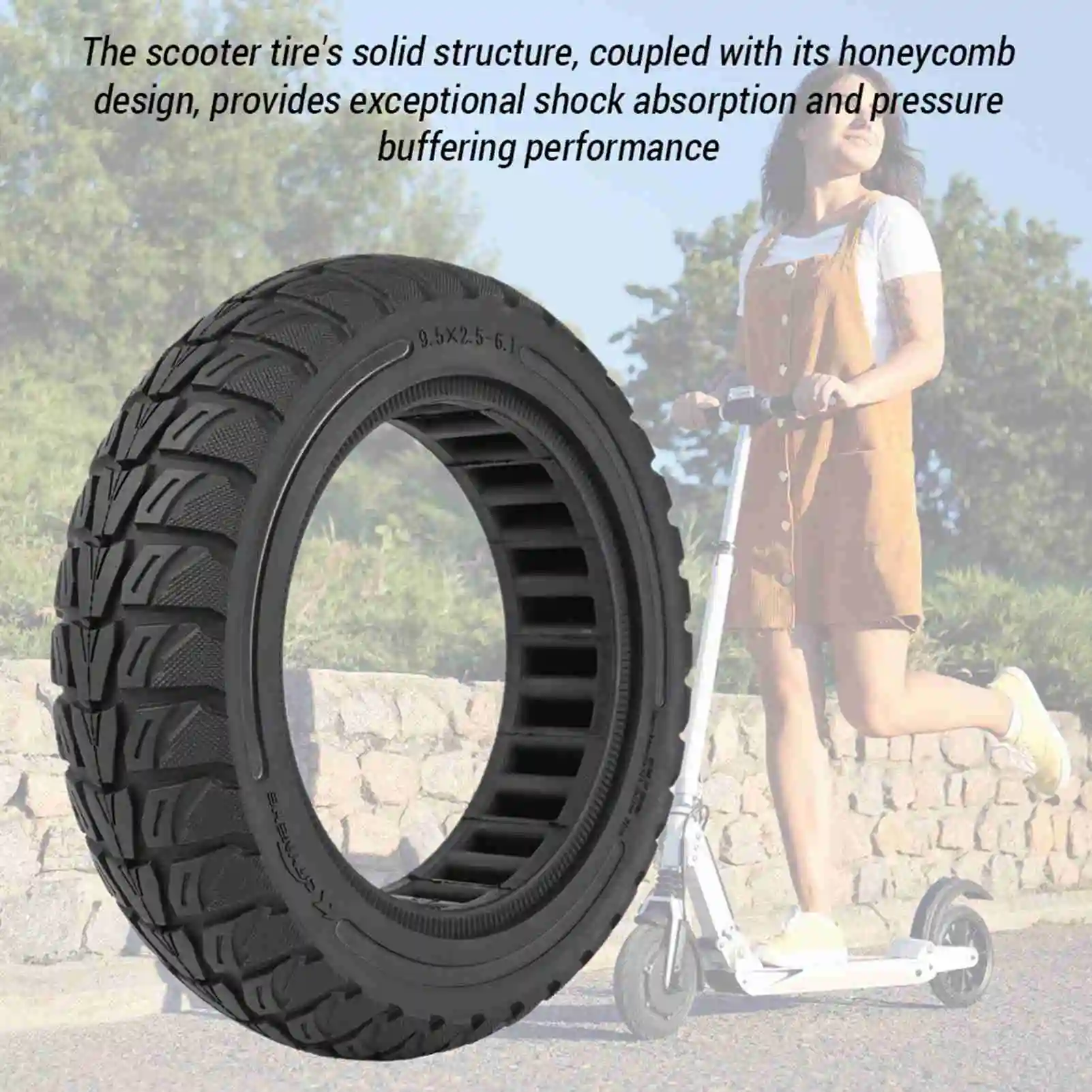 9.5x2.5-6.1 Rubber Tire Honeycomb Shock Absorption Replacement Tyre for Electric Scooters tire for electric scooter
9.5x2.5-6.1 Rubber Tire Honeycomb Shock Absorption Replacement Tyre for Electric Scooters tire for electric scooter