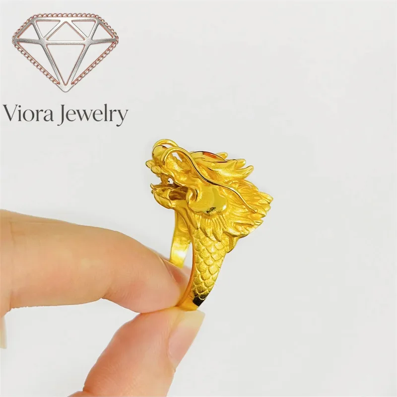 Viora Jewelry 9999 24K Pure Gold Jewelry Zodiac Dragon Head Adjustable Ring with Engraved Dragon Design, Fashionable
Viora Jewelry 9999 24K Pure Gold Jewelry Zodiac Dragon Head Adjustable Ring with Engraved Dragon Design, Fashionable