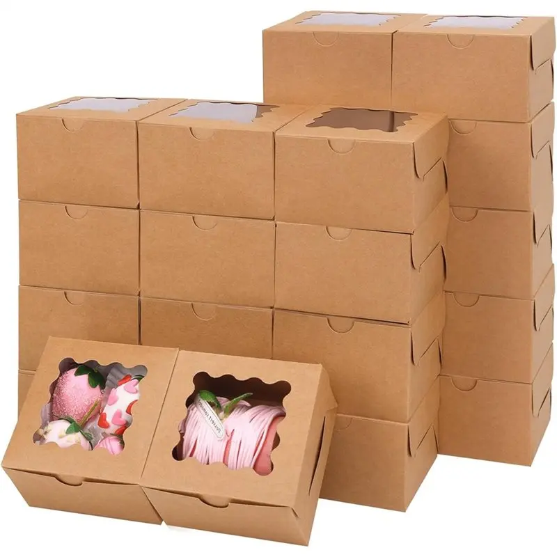 ABLN-50Pcs Bakery Boxes With Window, 4X4x2.5 Inches Brown Cookie Boxes Kit For Small Pastries, Cookies Treats And Desserts
ABLN-50Pcs Bakery Boxes With Window, 4X4x2.5 Inches Brown Cookie Boxes Kit For Small Pastries, Cookies Treats And Desserts