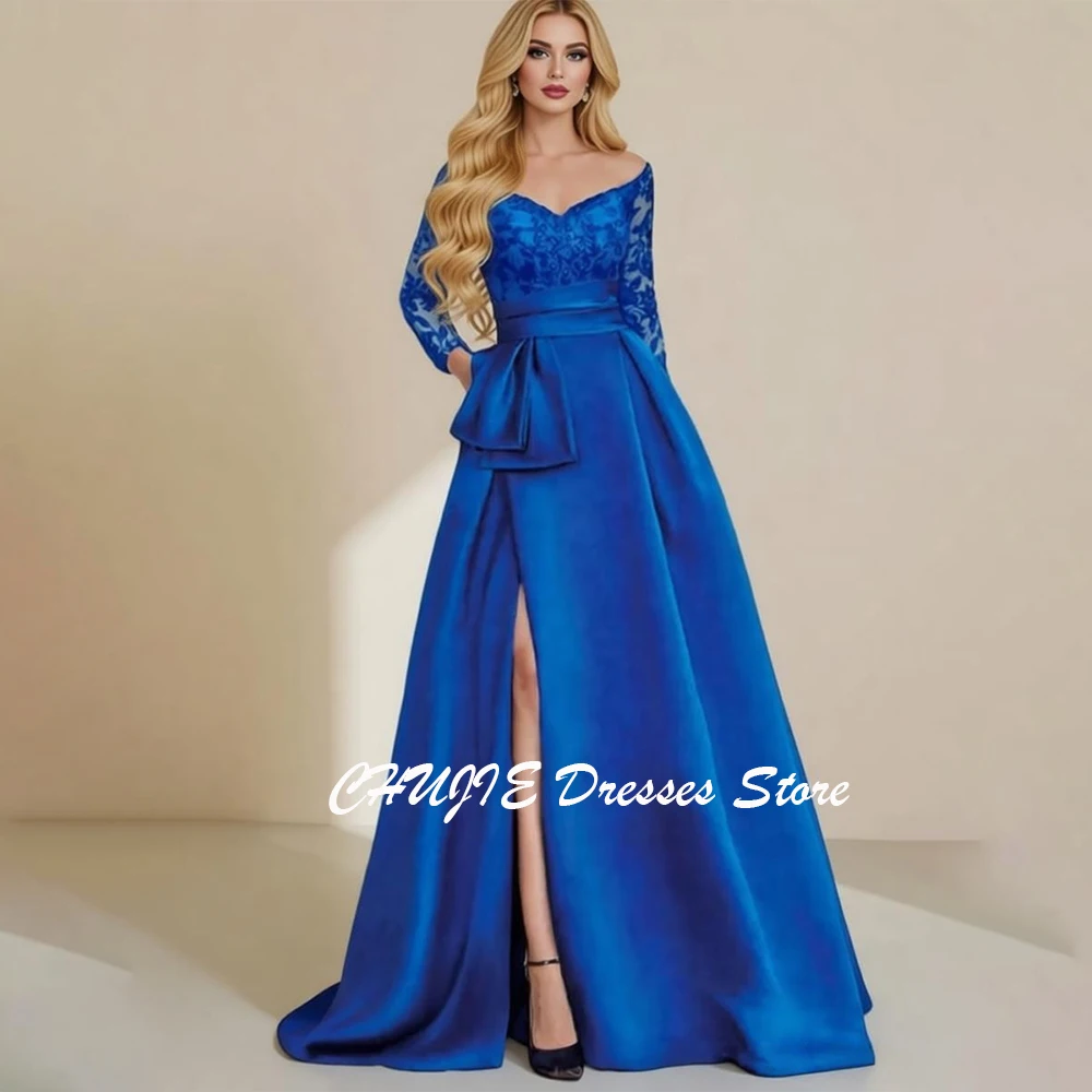 Long Sleeve Lace Mother Of the Bride Dress Customized Satin Wedding Guest Dress With Pockets Bow Long A Line Formal Evening Gown
Long Sleeve Lace Mother Of the Bride Dress Customized Satin Wedding Guest Dress With Pockets Bow Long A Line Formal Evening Gown
