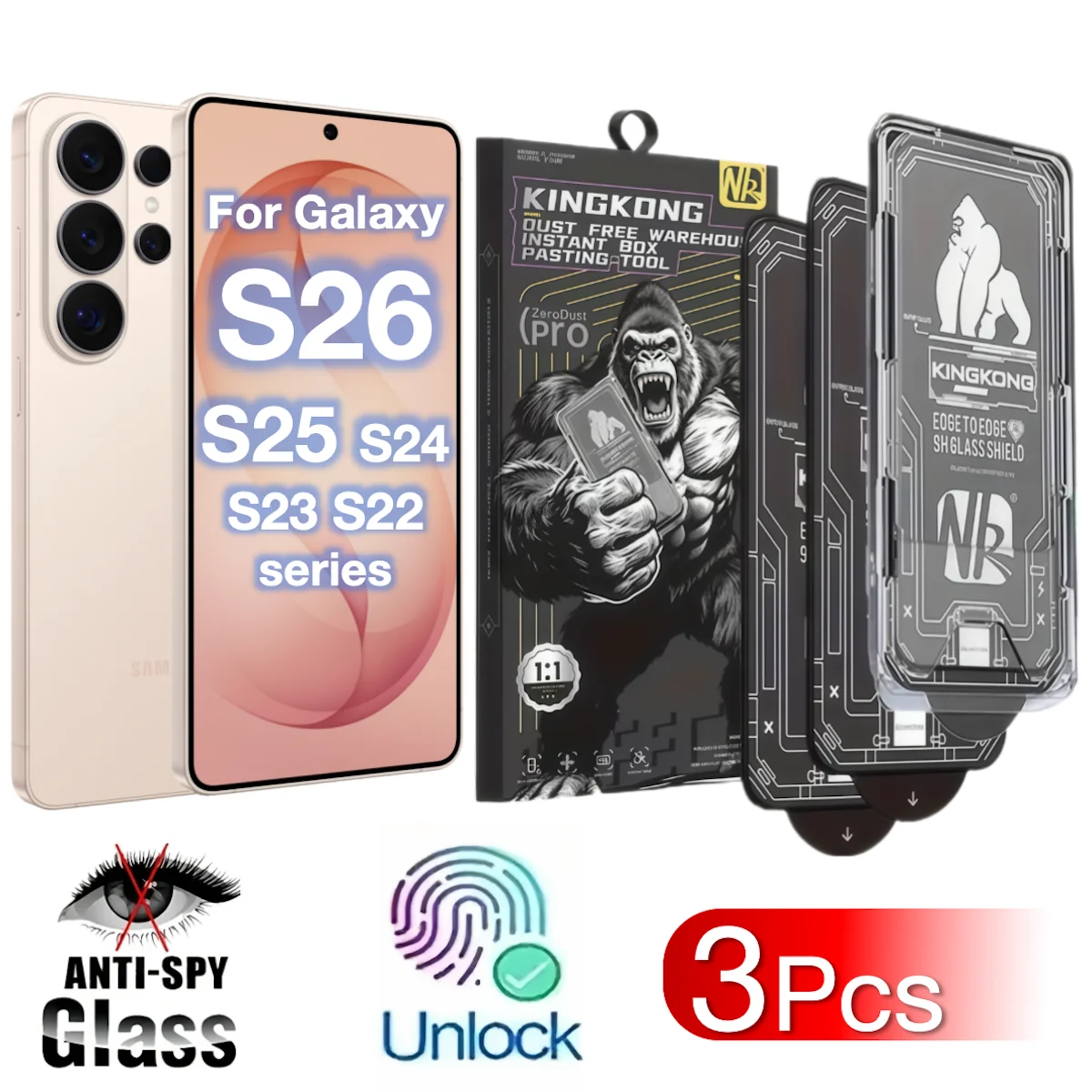 3Pcs For Galaxy S26 S25 S24 Ultra S23 S22 Plus Edge Tempered Glass Screen Protector 9H No Dust Accessories fingerprint Anti-Spy
3Pcs For Galaxy S26 S25 S24 Ultra S23 S22 Plus Edge Tempered Glass Screen Protector 9H No Dust Accessories fingerprint Anti-Spy
