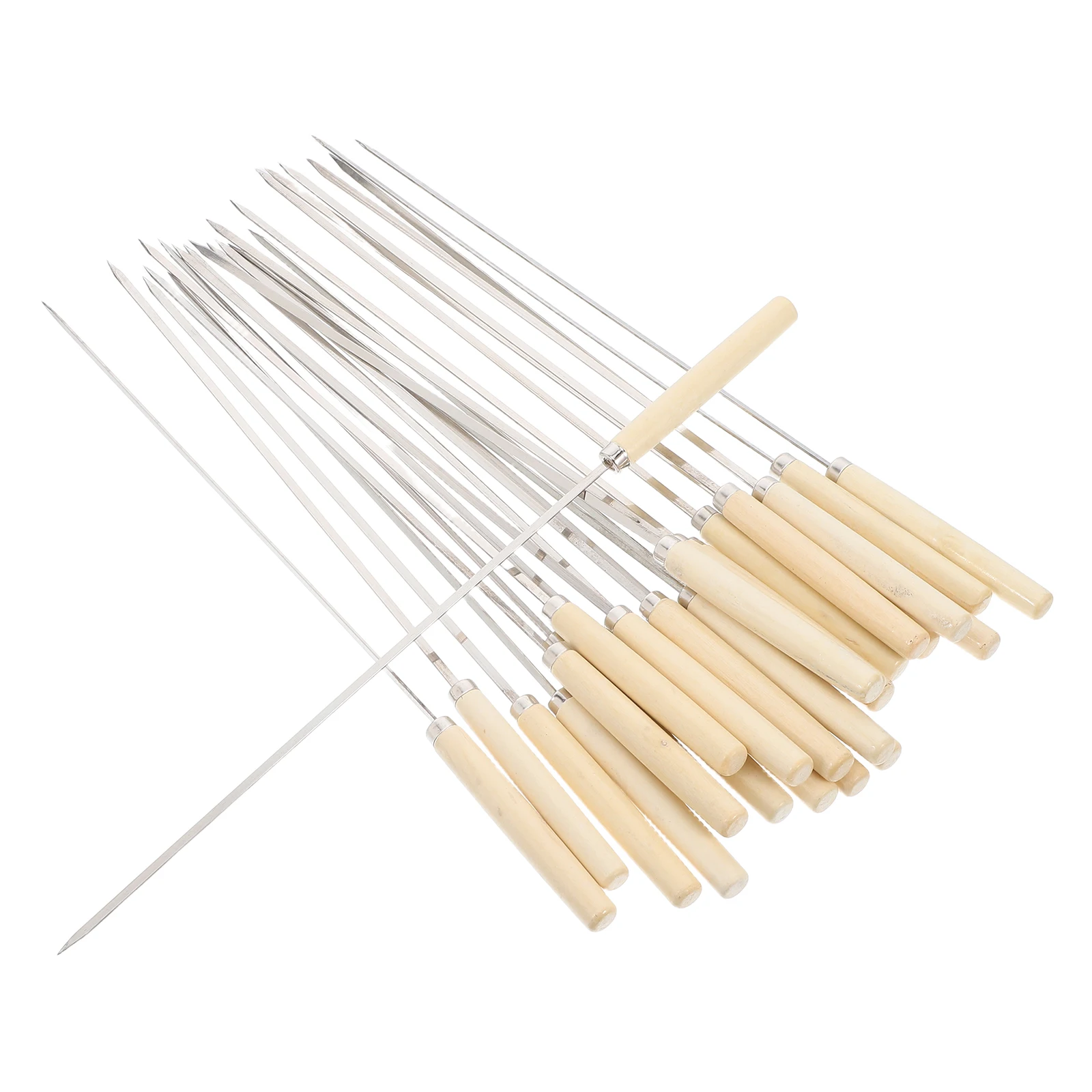 25pcs BBQ Skewers Set Stainless Steel Flat Metal Kebab Kabab Grill Chicken Household Barbecue Wooden Handles Heat Resistant
25pcs BBQ Skewers Set Stainless Steel Flat Metal Kebab Kabab Grill Chicken Household Barbecue Wooden Handles Heat Resistant