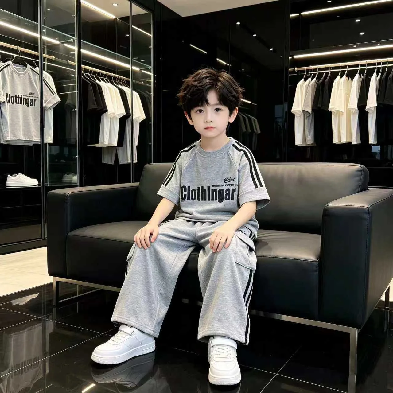 2026 New Boy Summer Korean Style Letter Printed Short Sleeve Two Piece Set Loose Fashion Casual Outfit For Middle And Older Kids
2026 New Boy Summer Korean Style Letter Printed Short Sleeve Two Piece Set Loose Fashion Casual Outfit For Middle And Older Kids