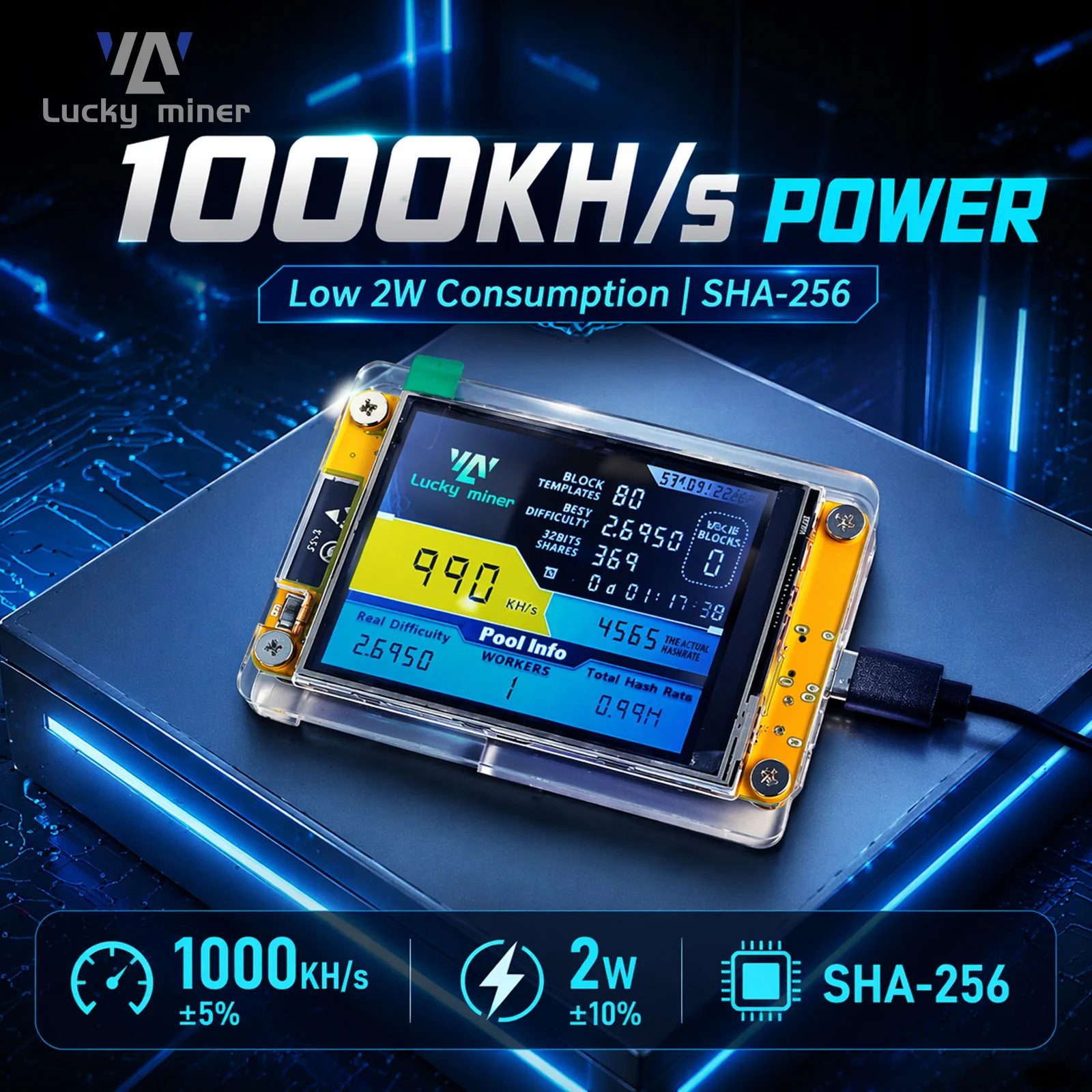 2026 Lucky Miner LV04 NerdMiner 1000KH/s Bitcoin Miner 2W SHA256 BTC Solo Miner Low Power Lottery Mining Machine for Home Use
2026 Lucky Miner LV04 NerdMiner 1000KH/s Bitcoin Miner 2W SHA256 BTC Solo Miner Low Power Lottery Mining Machine for Home Use