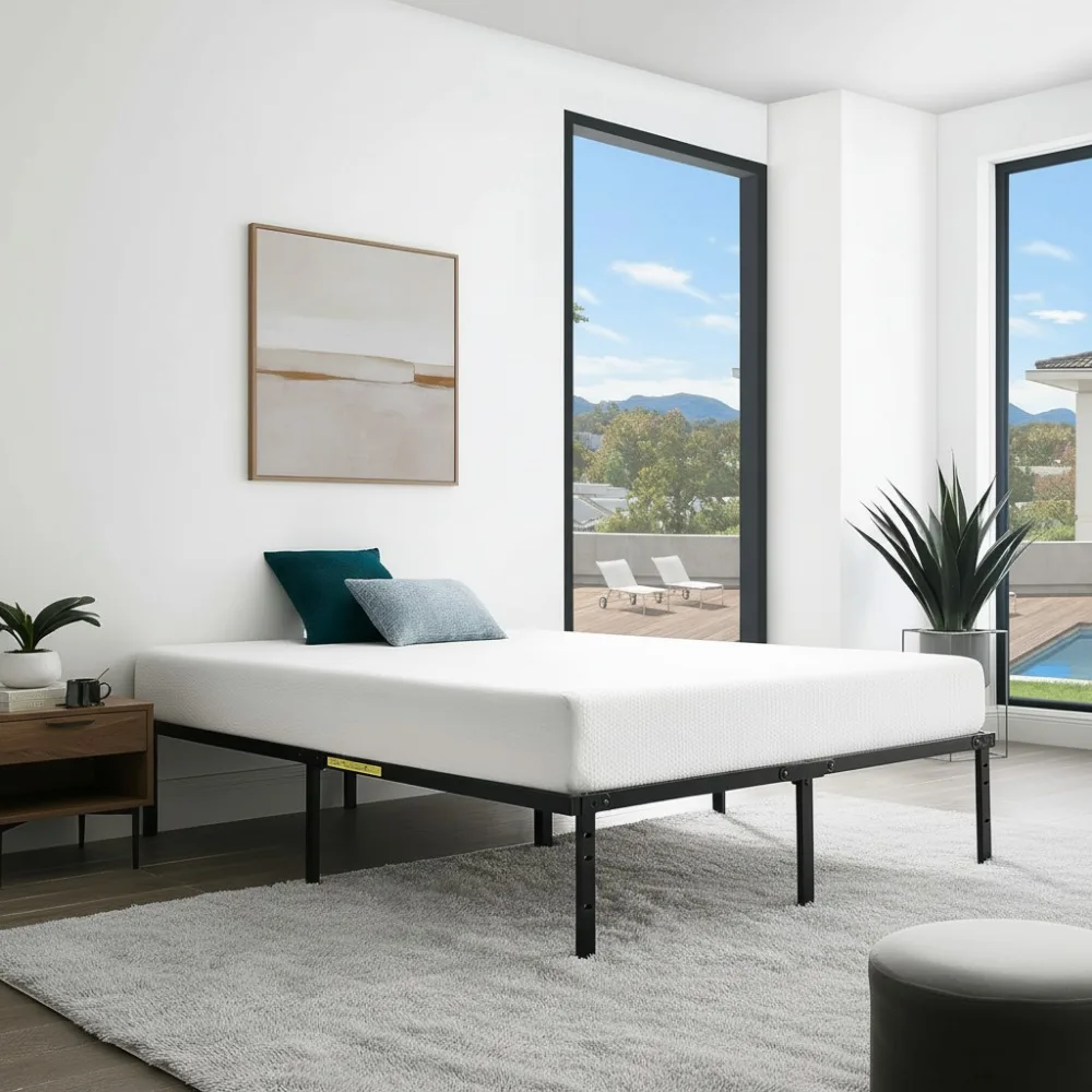 Heavy-Duty Twin Platform Bed Frame with Storage, Steel Slat Support, Noise-Free Design, Easy Assembly, 14 Inch Black
Heavy-Duty Twin Platform Bed Frame with Storage, Steel Slat Support, Noise-Free Design, Easy Assembly, 14 Inch Black