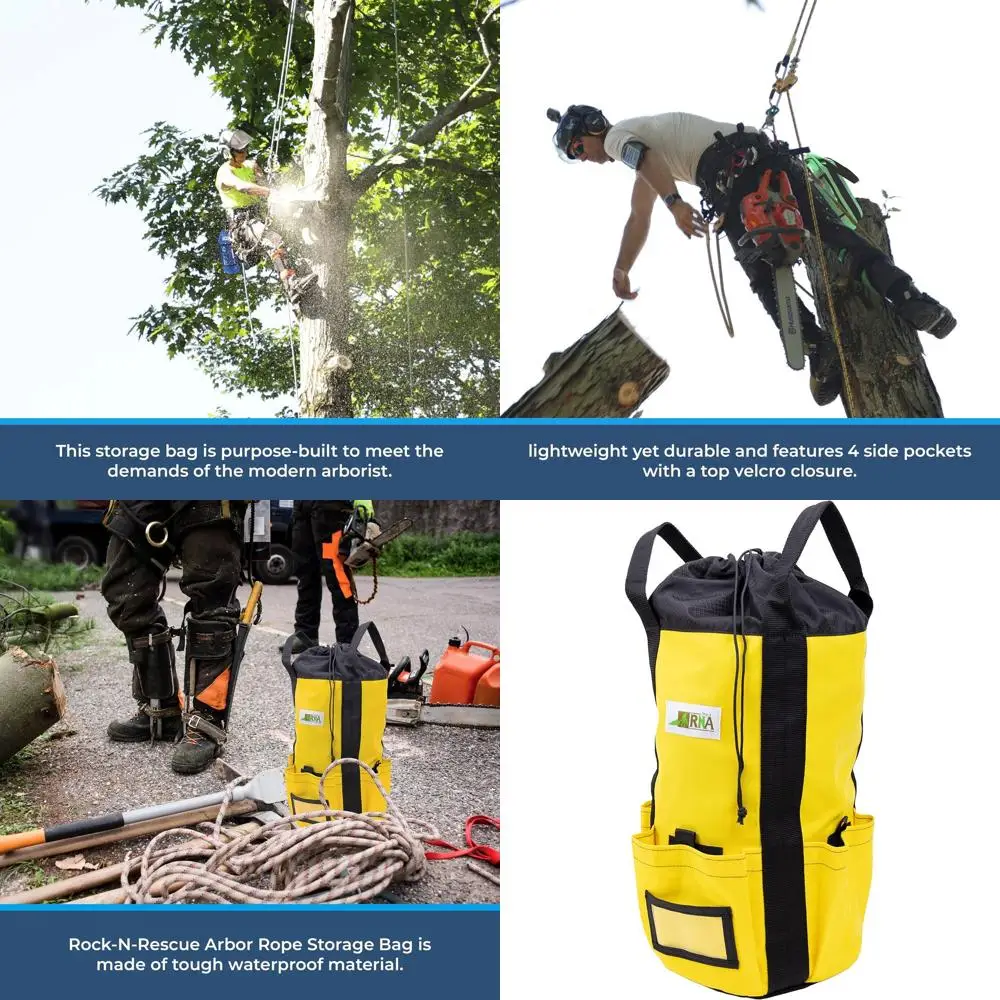 Bucket-Style Climbing Rope Bag - Waterproof, Tree Climbing Gear, 200ft Capacity, Yellow
Bucket-Style Climbing Rope Bag - Waterproof, Tree Climbing Gear, 200ft Capacity, Yellow